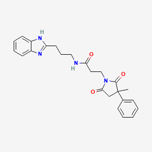 molecular formula C24H26N4O3 B10990366 N-[3-(1H-benzimidazol-2-yl)propyl]-3-(3-methyl-2,5-dioxo-3-phenylpyrrolidin-1-yl)propanamide 