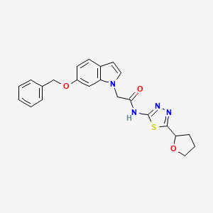 2-[6-(benzyloxy)-1H-indol-1-yl]-N-[(2E)-5-(tetrahydrofuran-2-yl)-1,3,4-thiadiazol-2(3H)-ylidene]acetamide