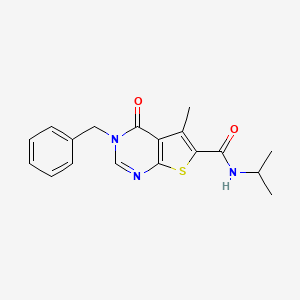 molecular formula C18H19N3O2S B10990408 3-benzyl-5-methyl-4-oxo-N-(propan-2-yl)-3,4-dihydrothieno[2,3-d]pyrimidine-6-carboxamide 