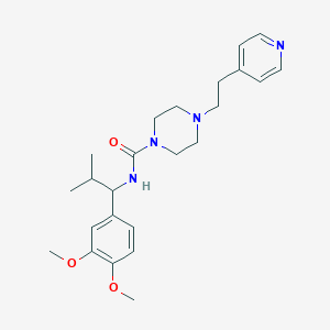 molecular formula C24H34N4O3 B10990434 N-[1-(3,4-Dimethoxyphenyl)-2-methylpropyl]-4-[2-(4-pyridyl)ethyl]tetrahydro-1(2H)-pyrazinecarboxamide 