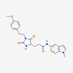 molecular formula C24H26N4O4 B10990446 3-{1-[2-(4-methoxyphenyl)ethyl]-2,5-dioxoimidazolidin-4-yl}-N-(1-methyl-1H-indol-5-yl)propanamide 