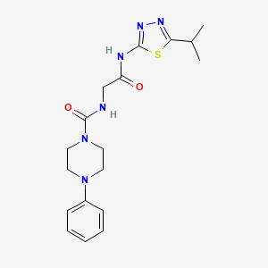 molecular formula C18H24N6O2S B10990471 N-(2-oxo-2-{[(2Z)-5-(propan-2-yl)-1,3,4-thiadiazol-2(3H)-ylidene]amino}ethyl)-4-phenylpiperazine-1-carboxamide 