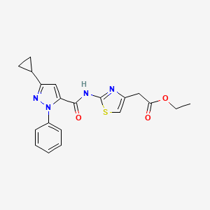 ethyl (2-{[(3-cyclopropyl-1-phenyl-1H-pyrazol-5-yl)carbonyl]amino}-1,3-thiazol-4-yl)acetate