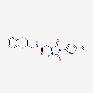 molecular formula C21H21N3O6 B10990523 N-(2,3-dihydro-1,4-benzodioxin-2-ylmethyl)-2-[1-(4-methoxyphenyl)-2,5-dioxoimidazolidin-4-yl]acetamide 