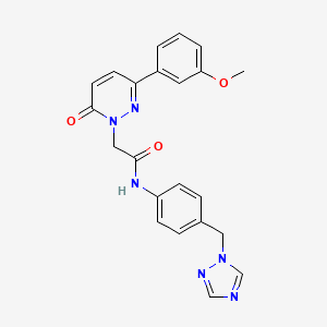 molecular formula C22H20N6O3 B10990541 2-[3-(3-methoxyphenyl)-6-oxopyridazin-1(6H)-yl]-N-[4-(1H-1,2,4-triazol-1-ylmethyl)phenyl]acetamide 