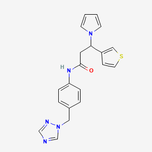 molecular formula C20H19N5OS B10990546 3-(1H-Pyrrol-1-YL)-3-(3-thienyl)-N-[4-(1H-1,2,4-triazol-1-ylmethyl)phenyl]propanamide 