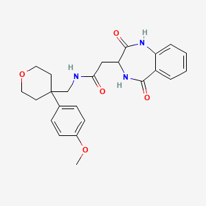 molecular formula C24H27N3O5 B10990553 2-(2,5-dioxo-2,3,4,5-tetrahydro-1H-1,4-benzodiazepin-3-yl)-N-{[4-(4-methoxyphenyl)tetrahydro-2H-pyran-4-yl]methyl}acetamide 