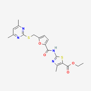 molecular formula C19H20N4O4S2 B10990594 Ethyl 2-{[(5-{[(4,6-dimethylpyrimidin-2-yl)sulfanyl]methyl}furan-2-yl)carbonyl]amino}-4-methyl-1,3-thiazole-5-carboxylate 