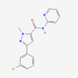 molecular formula C16H13ClN4O B10990602 3-(3-chlorophenyl)-1-methyl-N-(pyridin-2-yl)-1H-pyrazole-5-carboxamide 