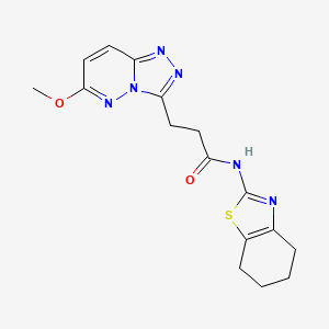 molecular formula C16H18N6O2S B10990612 3-(6-methoxy[1,2,4]triazolo[4,3-b]pyridazin-3-yl)-N-(4,5,6,7-tetrahydro-1,3-benzothiazol-2-yl)propanamide 