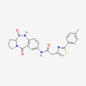 molecular formula C24H22N4O3S B10990636 N-(5,11-dioxo-2,3,5,10,11,11a-hexahydro-1H-pyrrolo[2,1-c][1,4]benzodiazepin-7-yl)-2-[2-(4-methylphenyl)-1,3-thiazol-4-yl]acetamide 