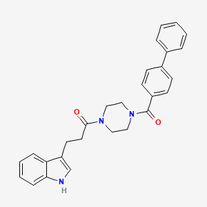 molecular formula C28H27N3O2 B10990642 1-[4-(biphenyl-4-ylcarbonyl)piperazin-1-yl]-3-(1H-indol-3-yl)propan-1-one 