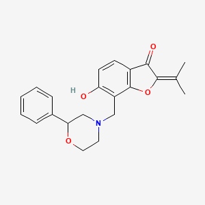 molecular formula C22H23NO4 B10990644 6-hydroxy-7-[(2-phenylmorpholin-4-yl)methyl]-2-(propan-2-ylidene)-1-benzofuran-3(2H)-one 