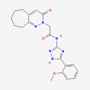 molecular formula C20H22N6O3 B10990708 N-[3-(2-methoxyphenyl)-1H-1,2,4-triazol-5-yl]-2-(3-oxo-3,5,6,7,8,9-hexahydro-2H-cyclohepta[c]pyridazin-2-yl)acetamide 