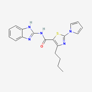 molecular formula C19H19N5OS B10990729 4-butyl-N-(1,3-dihydro-2H-benzimidazol-2-ylidene)-2-(1H-pyrrol-1-yl)-1,3-thiazole-5-carboxamide 