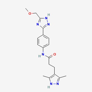 molecular formula C18H22N6O2 B10990760 3-(3,5-dimethyl-1H-pyrazol-4-yl)-N-{4-[5-(methoxymethyl)-1H-1,2,4-triazol-3-yl]phenyl}propanamide 