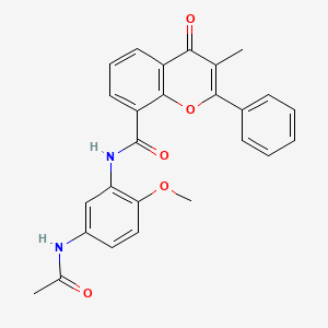 molecular formula C26H22N2O5 B10990818 N-[5-(acetylamino)-2-methoxyphenyl]-3-methyl-4-oxo-2-phenyl-4H-chromene-8-carboxamide 