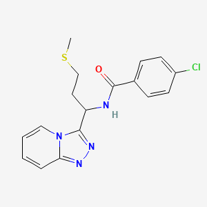 4-chloro-N-[3-(methylsulfanyl)-1-([1,2,4]triazolo[4,3-a]pyridin-3-yl)propyl]benzamide