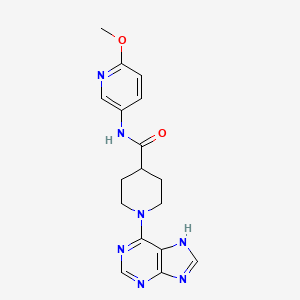 molecular formula C17H19N7O2 B10990870 N-(6-methoxypyridin-3-yl)-1-(9H-purin-6-yl)piperidine-4-carboxamide 