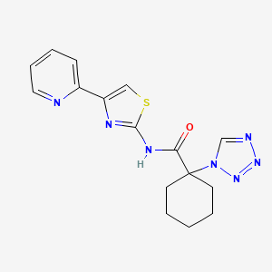 molecular formula C16H17N7OS B10990912 N-(4-(pyridin-2-yl)thiazol-2-yl)-1-(1H-tetrazol-1-yl)cyclohexanecarboxamide 