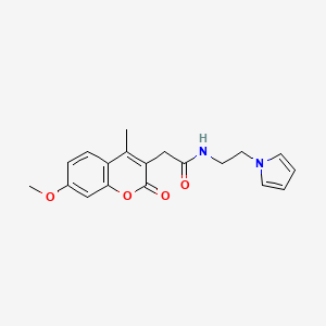 molecular formula C19H20N2O4 B10990931 2-(7-methoxy-4-methyl-2-oxo-2H-chromen-3-yl)-N-[2-(1H-pyrrol-1-yl)ethyl]acetamide 