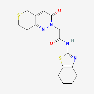 molecular formula C16H18N4O2S2 B10990950 2-(3-oxo-3,5,7,8-tetrahydro-2H-thiopyrano[4,3-c]pyridazin-2-yl)-N-(4,5,6,7-tetrahydro-1,3-benzothiazol-2-yl)acetamide 