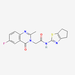 molecular formula C17H15FN4O2S B10990958 N-(5,6-dihydro-4H-cyclopenta[d][1,3]thiazol-2-yl)-2-(6-fluoro-2-methyl-4-oxoquinazolin-3(4H)-yl)acetamide 