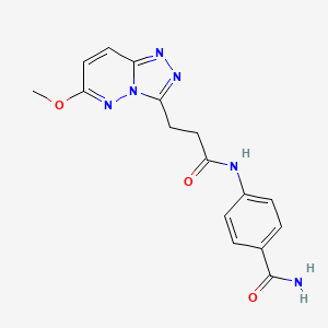 molecular formula C16H16N6O3 B10990978 4-{[3-(6-Methoxy[1,2,4]triazolo[4,3-b]pyridazin-3-yl)propanoyl]amino}benzamide 