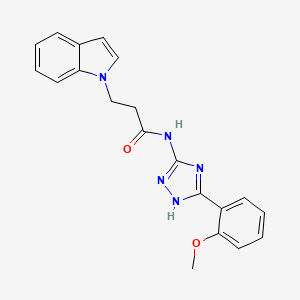 3-(1H-indol-1-yl)-N-[3-(2-methoxyphenyl)-1H-1,2,4-triazol-5-yl]propanamide