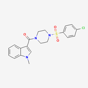 molecular formula C20H20ClN3O3S B10991004 {4-[(4-chlorophenyl)sulfonyl]piperazin-1-yl}(1-methyl-1H-indol-3-yl)methanone 