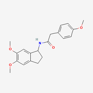 molecular formula C20H23NO4 B10991027 N-(5,6-dimethoxy-2,3-dihydro-1H-inden-1-yl)-2-(4-methoxyphenyl)acetamide 