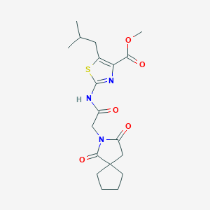 molecular formula C19H25N3O5S B10991061 Methyl 2-{[(1,3-dioxo-2-azaspiro[4.4]non-2-yl)acetyl]amino}-5-(2-methylpropyl)-1,3-thiazole-4-carboxylate 