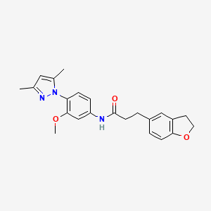 molecular formula C23H25N3O3 B10991091 3-(2,3-dihydro-1-benzofuran-5-yl)-N-[4-(3,5-dimethyl-1H-pyrazol-1-yl)-3-methoxyphenyl]propanamide 