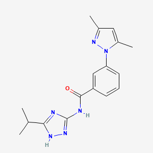 molecular formula C17H20N6O B10991097 3-(3,5-dimethyl-1H-pyrazol-1-yl)-N-[3-(propan-2-yl)-1H-1,2,4-triazol-5-yl]benzamide 