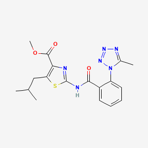 molecular formula C18H20N6O3S B10991183 methyl 5-(2-methylpropyl)-2-({[2-(5-methyl-1H-tetrazol-1-yl)phenyl]carbonyl}amino)-1,3-thiazole-4-carboxylate 