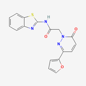 molecular formula C17H12N4O3S B10991226 N-(benzo[d]thiazol-2-yl)-2-(3-(furan-2-yl)-6-oxopyridazin-1(6H)-yl)acetamide 