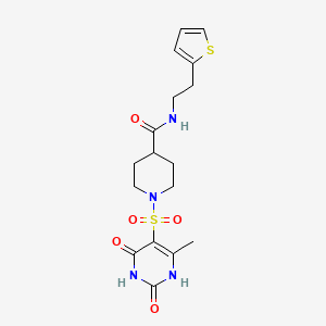 molecular formula C17H22N4O5S2 B10991231 1-[(2,4-dihydroxy-6-methylpyrimidin-5-yl)sulfonyl]-N-[2-(thiophen-2-yl)ethyl]piperidine-4-carboxamide 