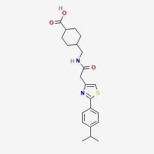 molecular formula C22H28N2O3S B10991234 4-{[({2-[4-(Propan-2-yl)phenyl]-1,3-thiazol-4-yl}acetyl)amino]methyl}cyclohexanecarboxylic acid 