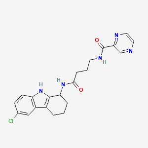 molecular formula C21H22ClN5O2 B10991239 N-(4-((6-chloro-2,3,4,9-tetrahydro-1H-carbazol-1-yl)amino)-4-oxobutyl)pyrazine-2-carboxamide 