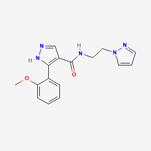 molecular formula C16H17N5O2 B10991240 3-(2-methoxyphenyl)-N-[2-(1H-pyrazol-1-yl)ethyl]-1H-pyrazole-4-carboxamide 