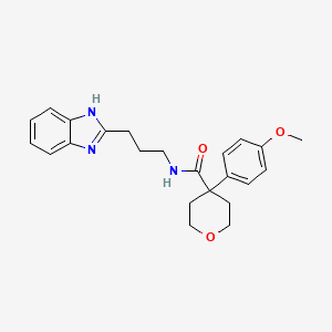 molecular formula C23H27N3O3 B10991250 N-[3-(1H-benzimidazol-2-yl)propyl]-4-(4-methoxyphenyl)tetrahydro-2H-pyran-4-carboxamide 