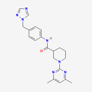 molecular formula C21H25N7O B10991257 1-(4,6-dimethylpyrimidin-2-yl)-N-[4-(1H-1,2,4-triazol-1-ylmethyl)phenyl]piperidine-3-carboxamide 