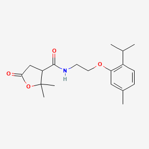 molecular formula C19H27NO4 B10991261 2,2-dimethyl-N-{2-[5-methyl-2-(propan-2-yl)phenoxy]ethyl}-5-oxotetrahydrofuran-3-carboxamide 