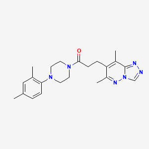 molecular formula C22H28N6O B10991279 1-[4-(2,4-Dimethylphenyl)piperazin-1-yl]-3-(6,8-dimethyl[1,2,4]triazolo[4,3-b]pyridazin-7-yl)propan-1-one 