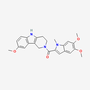 molecular formula C24H25N3O4 B10991309 (5,6-dimethoxy-1-methyl-1H-indol-2-yl)(8-methoxy-1,3,4,5-tetrahydro-2H-pyrido[4,3-b]indol-2-yl)methanone 