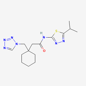 molecular formula C15H23N7OS B10991340 N-[(2E)-5-(propan-2-yl)-1,3,4-thiadiazol-2(3H)-ylidene]-2-[1-(1H-tetrazol-1-ylmethyl)cyclohexyl]acetamide 