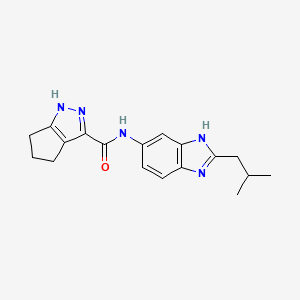 molecular formula C18H21N5O B10991381 N-[2-(2-methylpropyl)-1H-benzimidazol-6-yl]-1,4,5,6-tetrahydrocyclopenta[c]pyrazole-3-carboxamide 