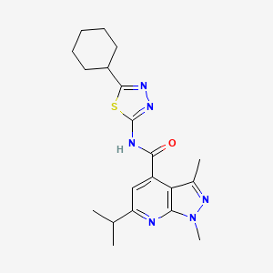 N-[(2E)-5-cyclohexyl-1,3,4-thiadiazol-2(3H)-ylidene]-1,3-dimethyl-6-(propan-2-yl)-1H-pyrazolo[3,4-b]pyridine-4-carboxamide