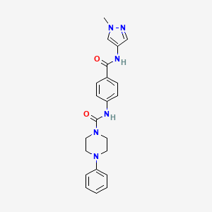 molecular formula C22H24N6O2 B10991394 N-{4-[(1-methyl-1H-pyrazol-4-yl)carbamoyl]phenyl}-4-phenylpiperazine-1-carboxamide 