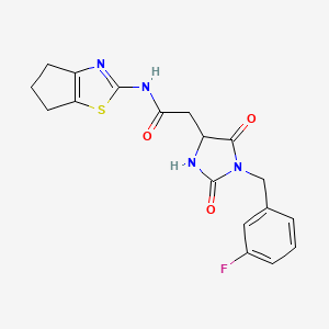 N-(5,6-dihydro-4H-cyclopenta[d][1,3]thiazol-2-yl)-2-[1-(3-fluorobenzyl)-2,5-dioxoimidazolidin-4-yl]acetamide